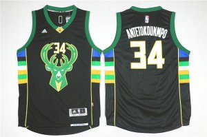 Maillot De Basket Milwaukee Bucks Giannis Antetokounmpo 34 New Pattern Noir